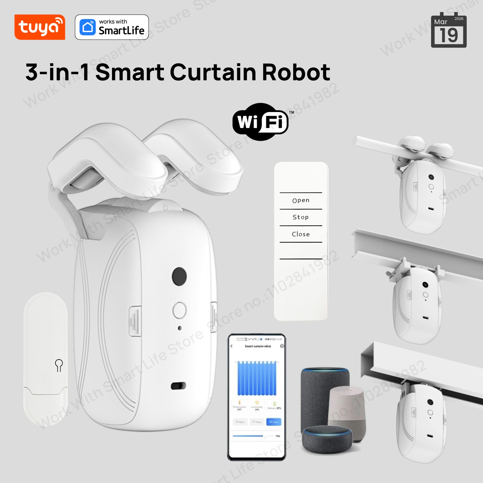 Smart Home Control Panel - 1/2 Buah Robot Tirai WiFi Pintar