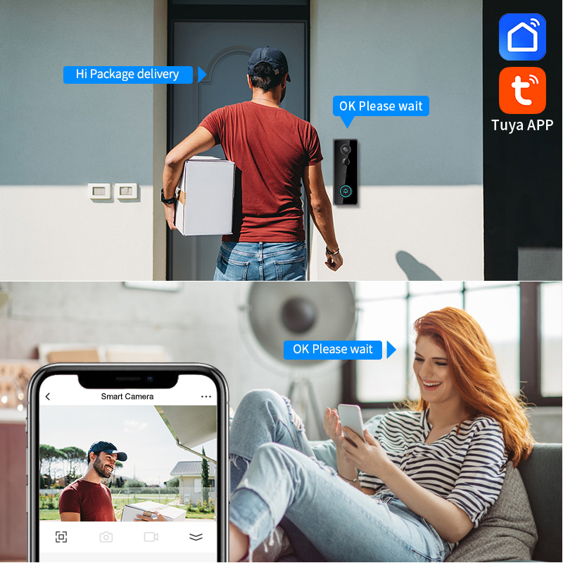 2MP 1080P Tuya APP Konsumsi Da - Wifi Doorbell Camera ulasan dan harga